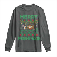 Merry Fishmas Ugly Sweater Long Sleeve Shirt Funny Fishing Holiday Gift - Wonder Print Shop