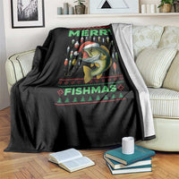 Funny Merry Fishmas Ugly Sweater Throw Blanket Fisherman Christmas Gift - Wonder Print Shop