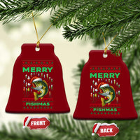 Funny Merry Fishmas Ugly Sweater Ceramic Ornament Fisherman Xmas Gift - Wonder Print Shop