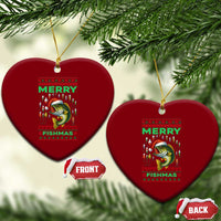 Funny Merry Fishmas Ugly Sweater Ceramic Ornament Fisherman Xmas Gift - Wonder Print Shop