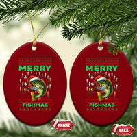 Funny Merry Fishmas Ugly Sweater Ceramic Ornament Fisherman Xmas Gift - Wonder Print Shop