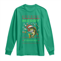 Funny Merry Fishmas Ugly Sweater Long Sleeve Shirt Fisherman Christmas Gift - Wonder Print Shop
