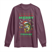 Funny Merry Fishmas Ugly Sweater Long Sleeve Shirt Fisherman Christmas Gift - Wonder Print Shop