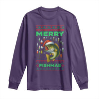 Funny Merry Fishmas Ugly Sweater Long Sleeve Shirt Fisherman Christmas Gift - Wonder Print Shop