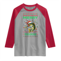 Funny Merry Fishmas Ugly Sweater Raglan Shirt Fisherman Christmas Gift - Wonder Print Shop
