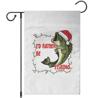 Christmas Fisherman Holiday Gift Garden Flag Id Rather Be Fishing - Wonder Print Shop