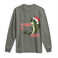 Christmas Fisherman Holiday Gift Long Sleeve Shirt Id Rather Be Fishing - Wonder Print Shop