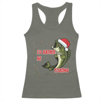 Christmas Fisherman Holiday Gift Racerback Tank Top Id Rather Be Fishing - Wonder Print Shop