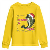 Christmas Fisherman Holiday Gift Youth Sweatshirt Id Rather Be Fishing - Wonder Print Shop
