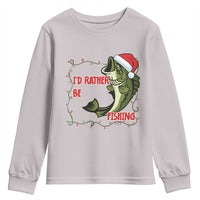 Christmas Fisherman Holiday Gift Youth Sweatshirt Id Rather Be Fishing - Wonder Print Shop