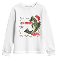 Christmas Fisherman Holiday Gift Youth Sweatshirt Id Rather Be Fishing - Wonder Print Shop