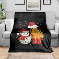 Funny Snowman Decorating French Fries Throw Blanket Christmas Gift - Wonder Print Shop