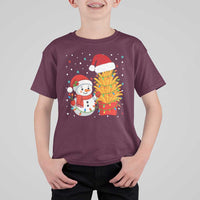 Funny Snowman Decorating French Fries T Shirt For Kid Christmas Gift - Wonder Print Shop