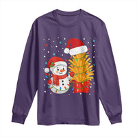 Funny Snowman Decorating French Fries Long Sleeve Shirt Christmas Gift - Wonder Print Shop