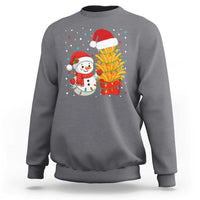 Funny Snowman Decorating French Fries Sweatshirt Christmas Gift - Wonder Print Shop