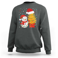 Funny Snowman Decorating French Fries Sweatshirt Christmas Gift - Wonder Print Shop
