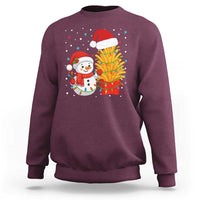 Funny Snowman Decorating French Fries Sweatshirt Christmas Gift - Wonder Print Shop