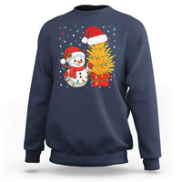 Funny Snowman Decorating French Fries Sweatshirt Christmas Gift - Wonder Print Shop
