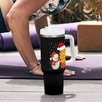 Funny Snowman Decorating French Fries Tumbler With Handle Christmas Gift