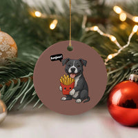 Funny Bonjour French Fries Ceramic Ornament Pitbull Dog Gift - Wonder Print Shop
