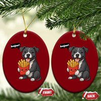 Funny Bonjour French Fries Ceramic Ornament Pitbull Dog Gift - Wonder Print Shop
