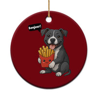 Funny Bonjour French Fries Ceramic Ornament Pitbull Dog Gift - Wonder Print Shop