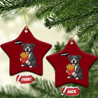 Funny Bonjour French Fries Ceramic Ornament Pitbull Dog Gift - Wonder Print Shop