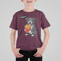 Funny Bonjour French Fries T Shirt For Kid Pitbull Dog Gift - Wonder Print Shop