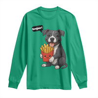 Funny Bonjour French Fries Long Sleeve Shirt Pitbull Dog Gift - Wonder Print Shop