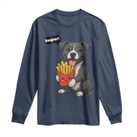 Funny Bonjour French Fries Long Sleeve Shirt Pitbull Dog Gift - Wonder Print Shop