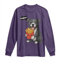 Funny Bonjour French Fries Long Sleeve Shirt Pitbull Dog Gift - Wonder Print Shop