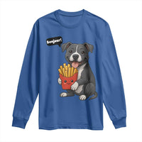Funny Bonjour French Fries Long Sleeve Shirt Pitbull Dog Gift - Wonder Print Shop