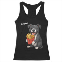 Funny Bonjour French Fries Racerback Tank Top Pitbull Dog Gift - Wonder Print Shop