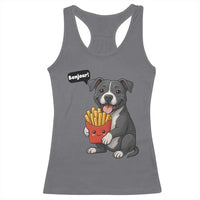 Funny Bonjour French Fries Racerback Tank Top Pitbull Dog Gift - Wonder Print Shop
