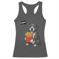Funny Bonjour French Fries Racerback Tank Top Pitbull Dog Gift - Wonder Print Shop