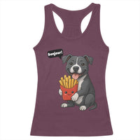 Funny Bonjour French Fries Racerback Tank Top Pitbull Dog Gift - Wonder Print Shop