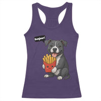 Funny Bonjour French Fries Racerback Tank Top Pitbull Dog Gift - Wonder Print Shop