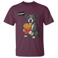 Funny Bonjour French Fries T Shirt Pitbull Dog Gift - Wonder Print Shop