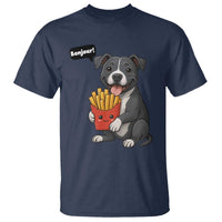 Funny Bonjour French Fries T Shirt Pitbull Dog Gift - Wonder Print Shop