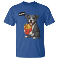 Funny Bonjour French Fries T Shirt Pitbull Dog Gift - Wonder Print Shop