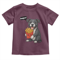 Funny Bonjour French Fries Toddler T Shirt Pitbull Dog Gift - Wonder Print Shop