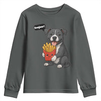 Funny Bonjour French Fries Youth Sweatshirt Pitbull Dog Gift - Wonder Print Shop