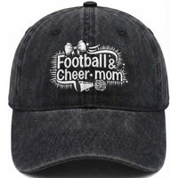 Football And Cheer Mom Quote Washed Cotton Baseball Cap Sport Cheerleading Season Gift