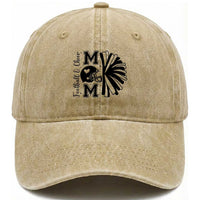 Proud Football And Cheer Mom Quote Washed Cotton Baseball Cap Gift For Sports Season