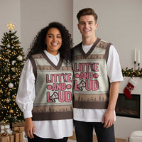 Little And Loud Quote V-Neck Knit Sweater Vest Cheerleader Girl Sports Gift - Wonder Print Shop