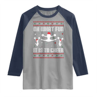 Ugly Christmas Cheerleading Raglan Shirt Oh What Fun It Is To Cheer Gift - Wonder Print Shop