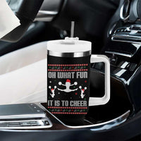 Ugly Christmas Cheerleading Tumbler With Handle Oh What Fun It Is To Cheer Gift - Wonder Print Shop