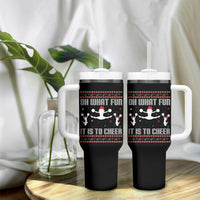 Ugly Christmas Cheerleading Tumbler With Handle Oh What Fun It Is To Cheer Gift - Wonder Print Shop
