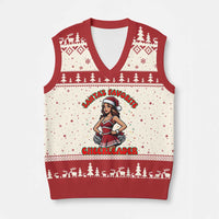 Santa Favorite Cheerleader V-Neck Knit Sweater Vest Funny Xmas Cheer Gift - Wonder Print Shop