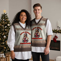 Santa Favorite Cheerleader V-Neck Knit Sweater Vest Funny Xmas Cheer Gift - Wonder Print Shop